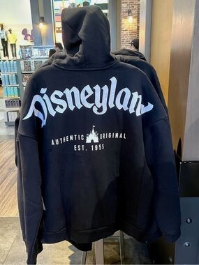 Disney Black Hoodie with Large White 'Disneyland' Back Logo
